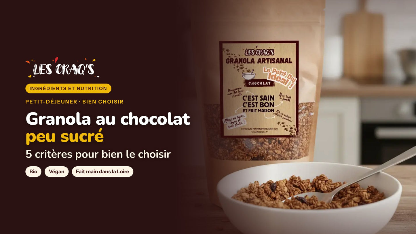 Bol de granola au chocolat Les Craq's devant son sachet